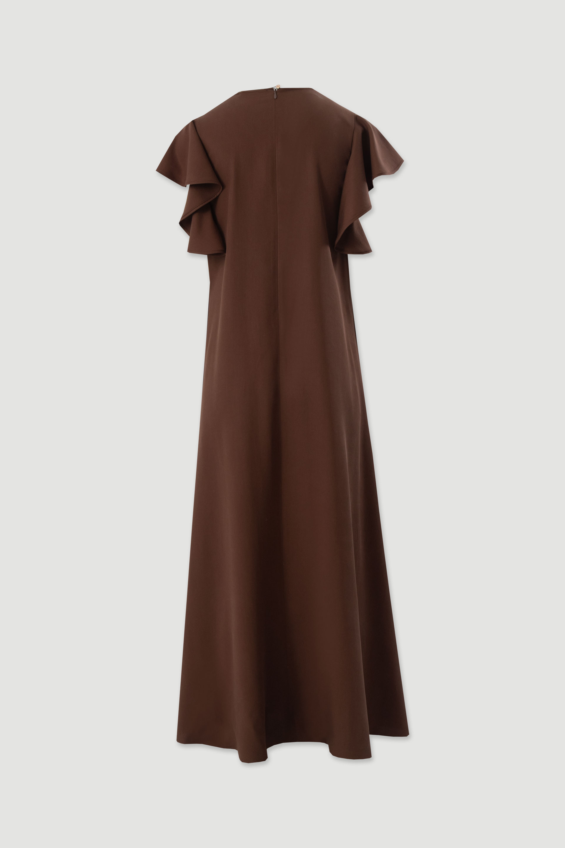 Long tencel dress with ruffle sleeves
