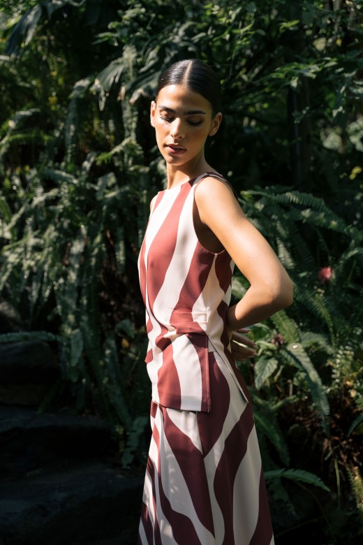 Asymmetric blouse with side draping Asymmetric blouse with side draping