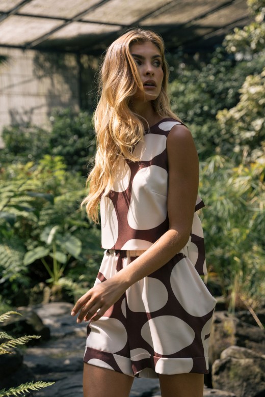 Printed cropped top with back bow Printed cropped top with back bow