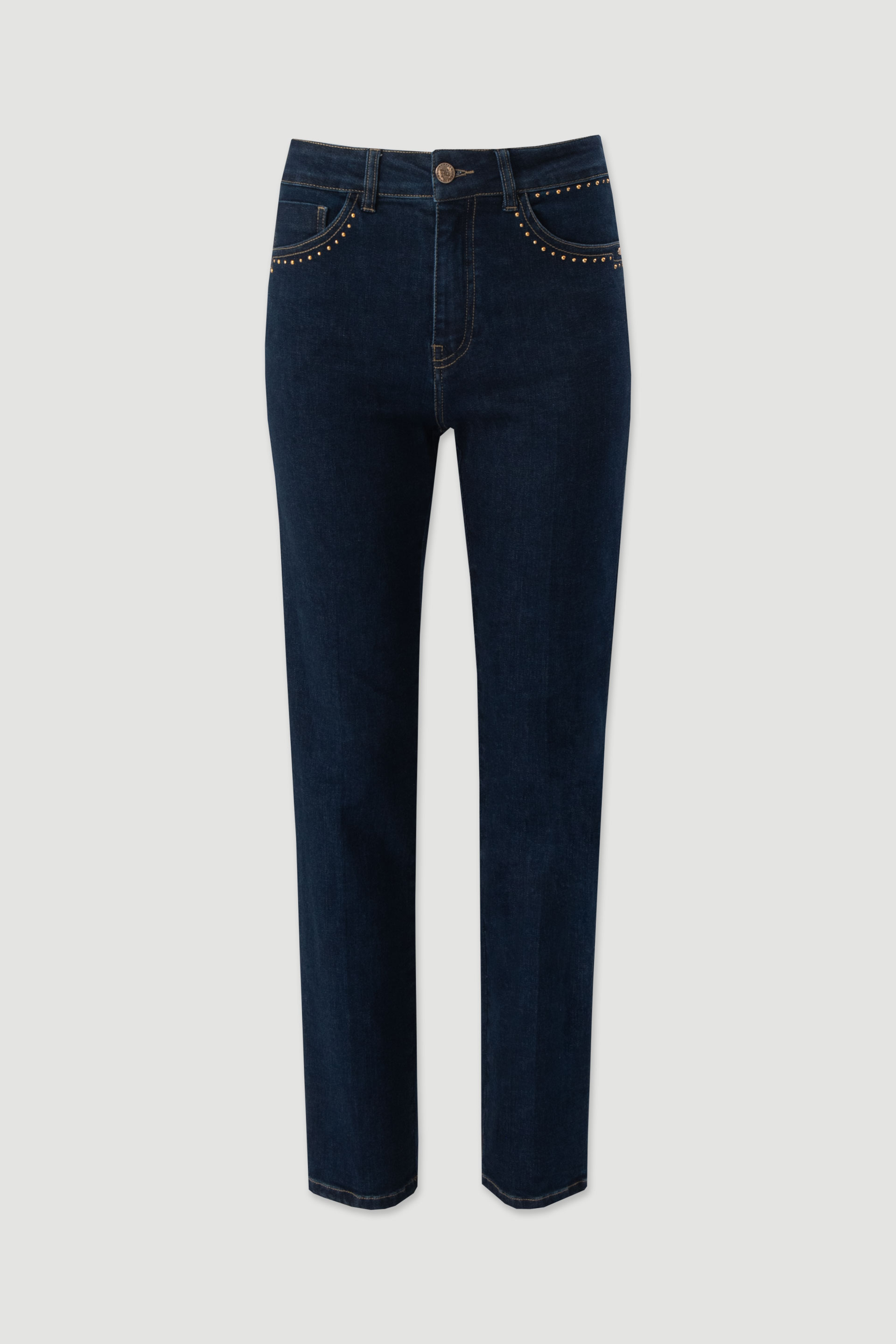 Jeans skinny com tachas metálicas