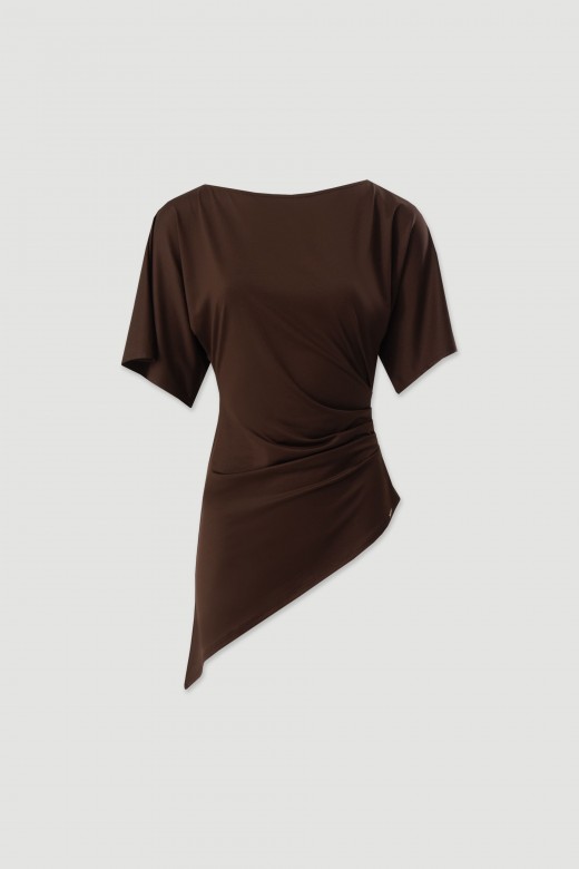 Asymmetric tunic with side ruching Asymmetric tunic with side ruching