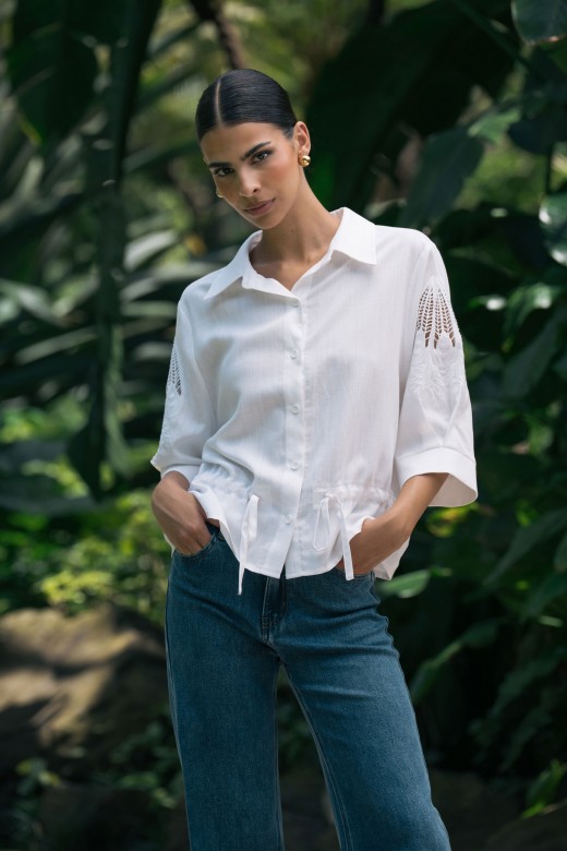 Blouse with broderie anglaise