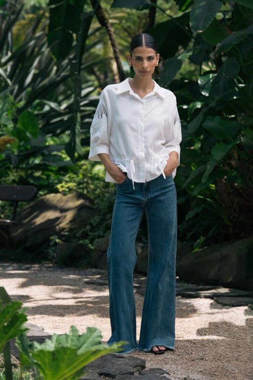 Jeans wide leg em algodão Jeans wide leg em algodão