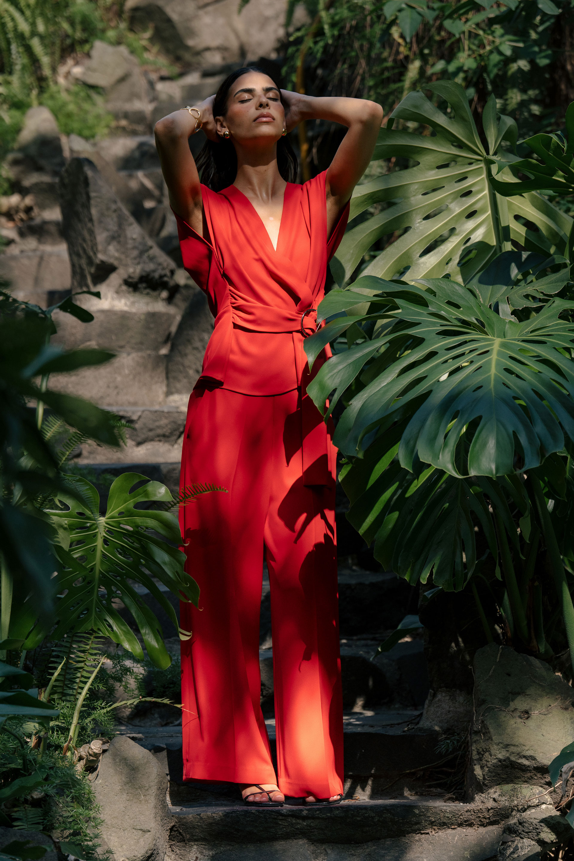 Fluid culotte trousers with metallic detail