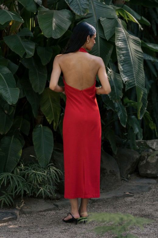 Halter midi dress with wide collar Halter midi dress with wide collar