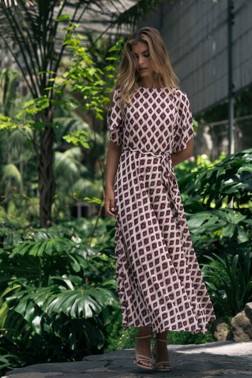 Flowy printed dress with belt Flowy printed dress with belt