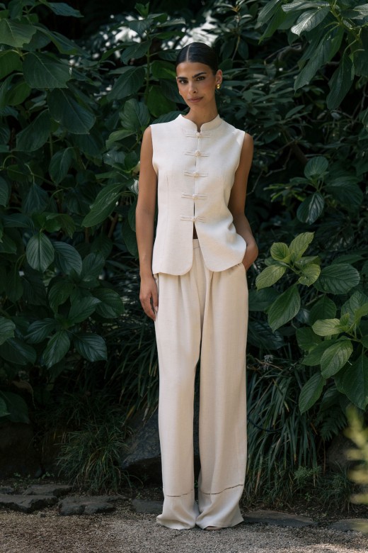 Flowy linen-blend trousers