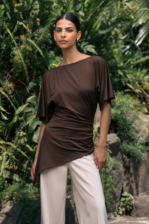 Asymmetric tunic with side ruching Asymmetric tunic with side ruching