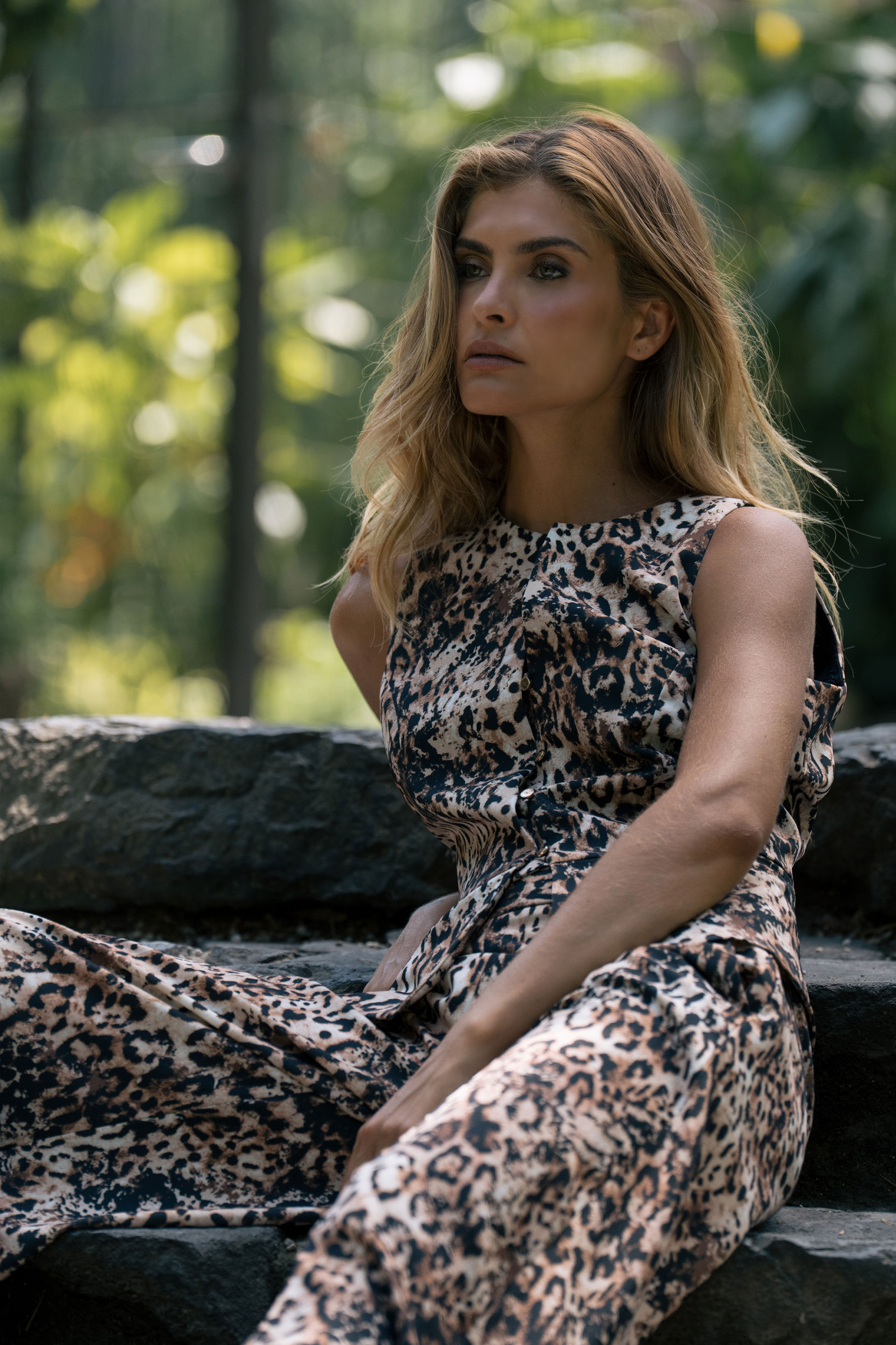 Peplum vest with animal print
