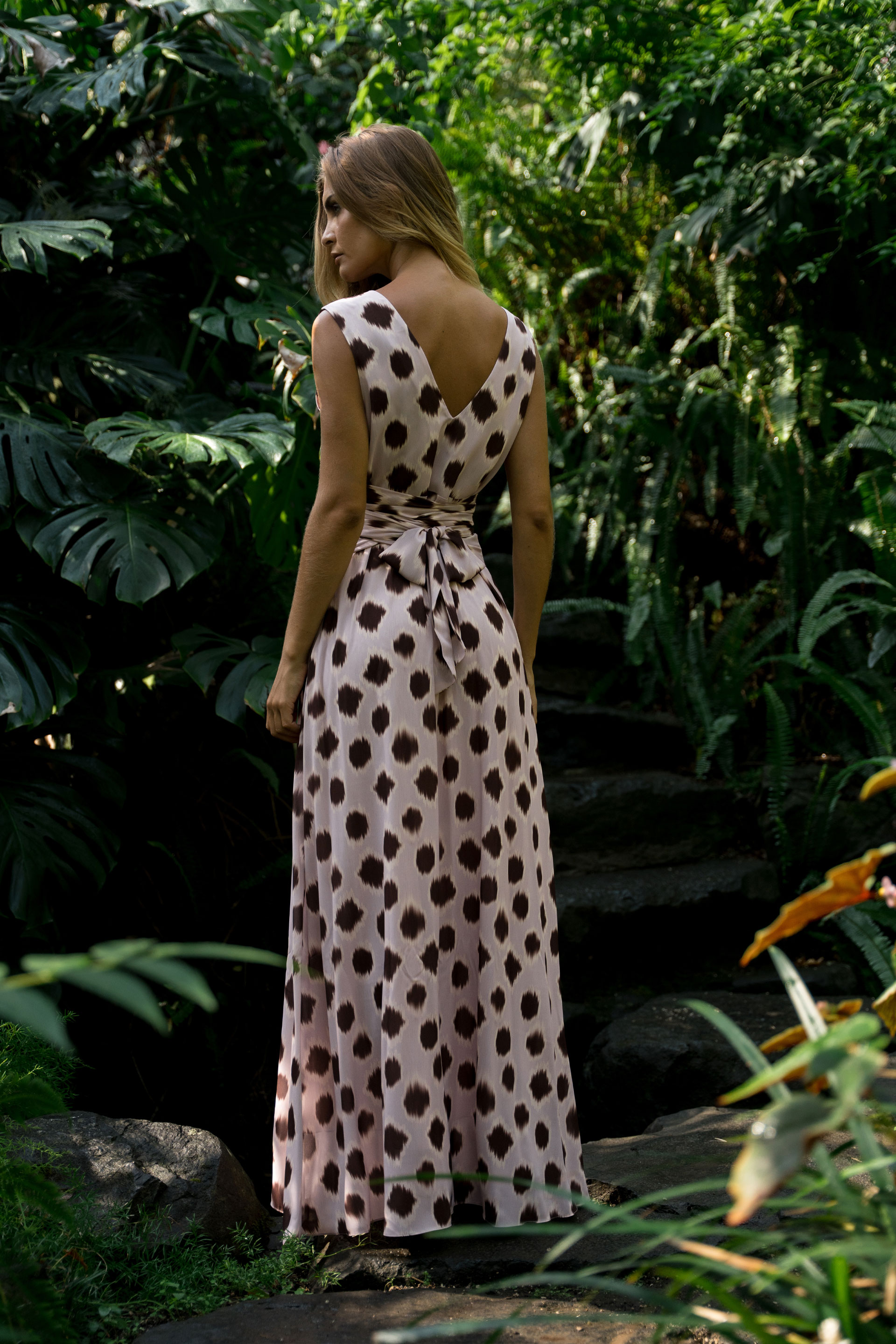 Printed maxi dress with sash
