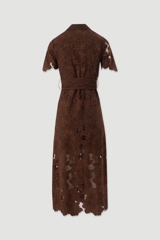 Lace midi dress with belt Lace midi dress with belt