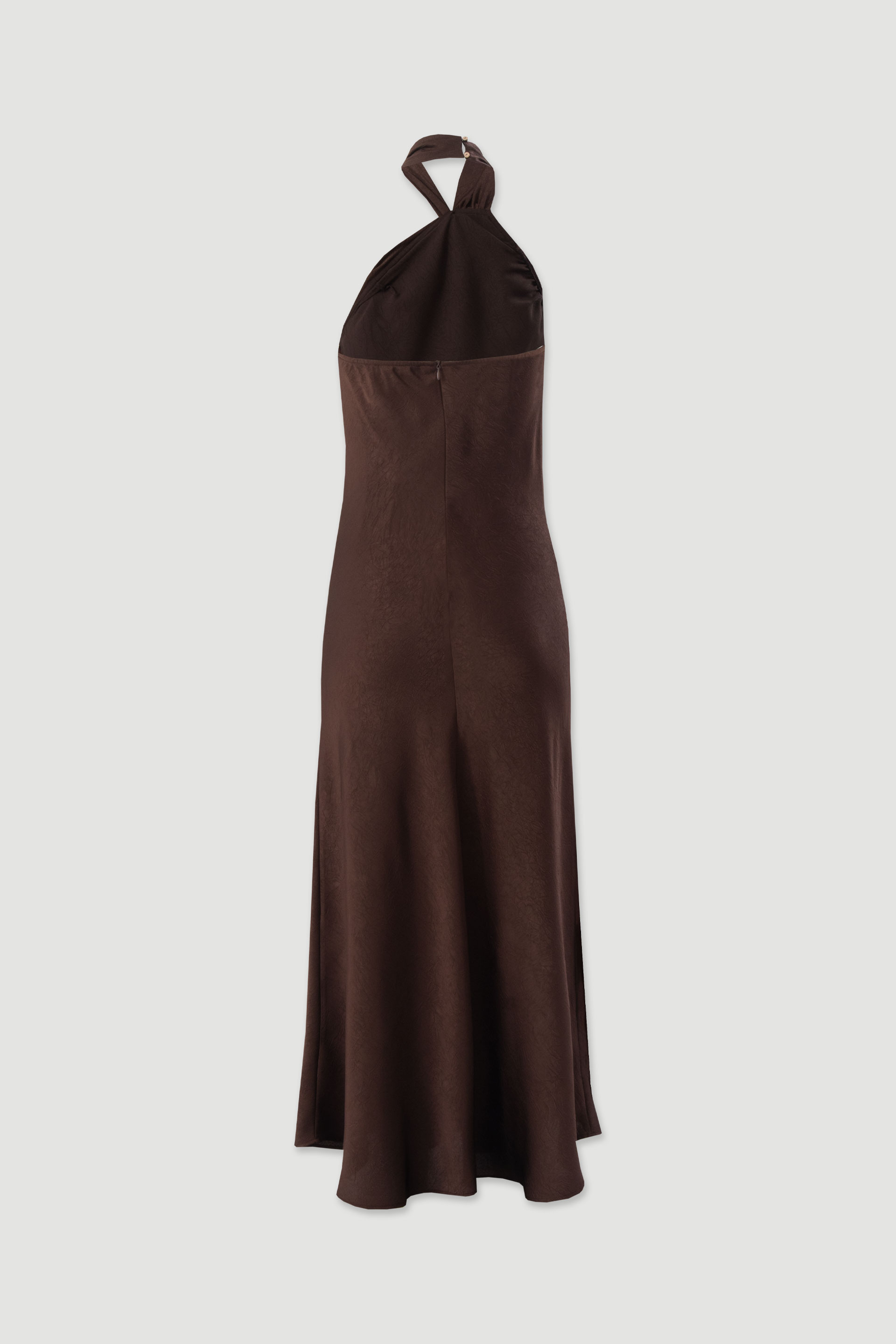 Crinkle halter midi dress