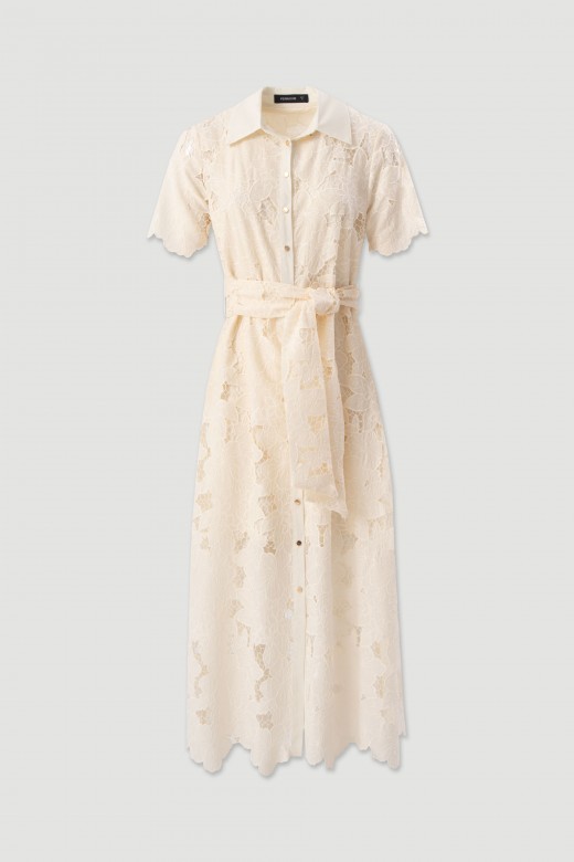 Lace midi dress with belt Lace midi dress with belt