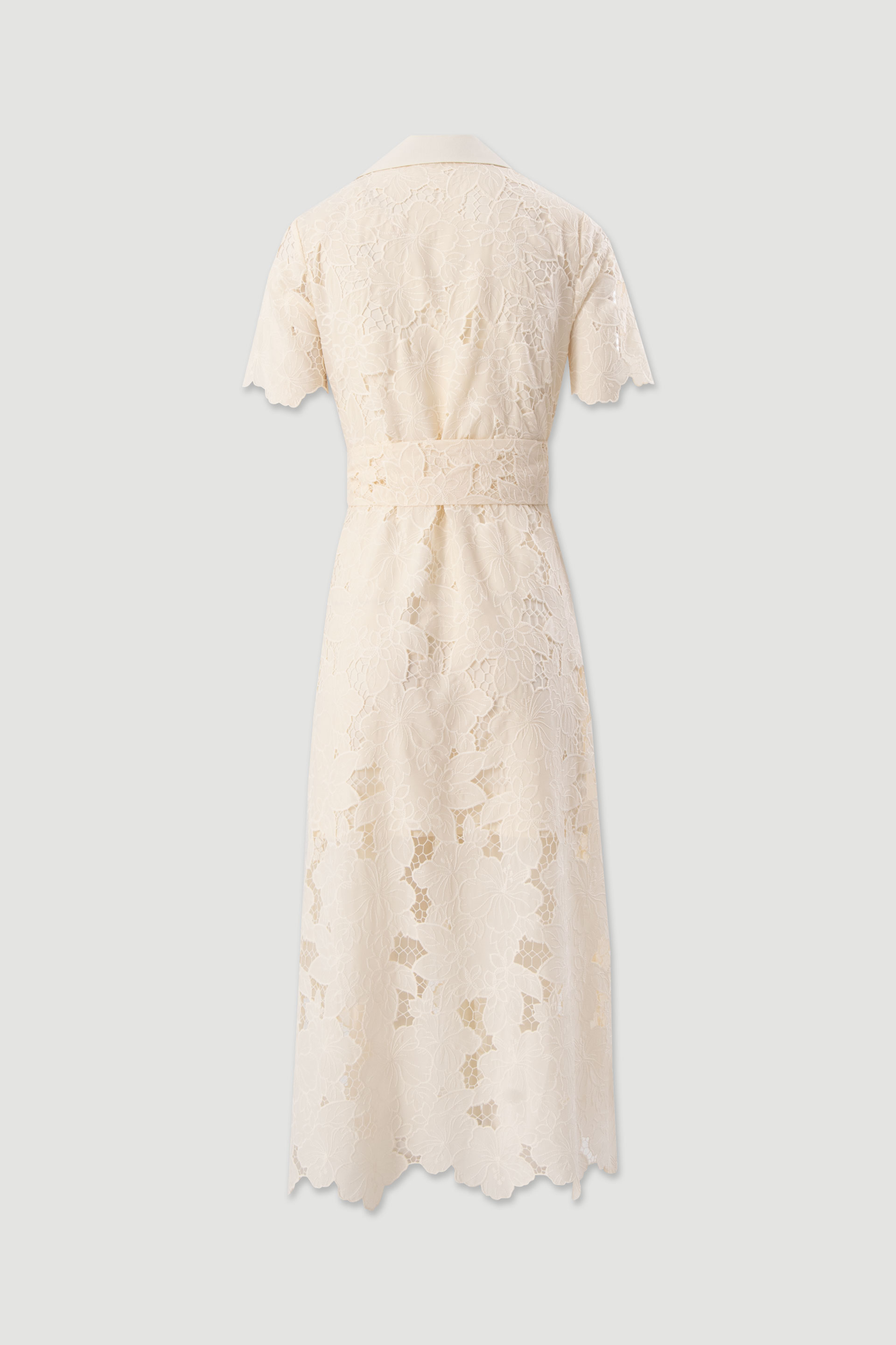 Lace midi dress with belt