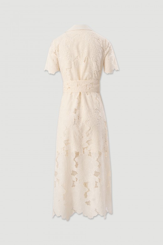 Lace midi dress with belt Lace midi dress with belt