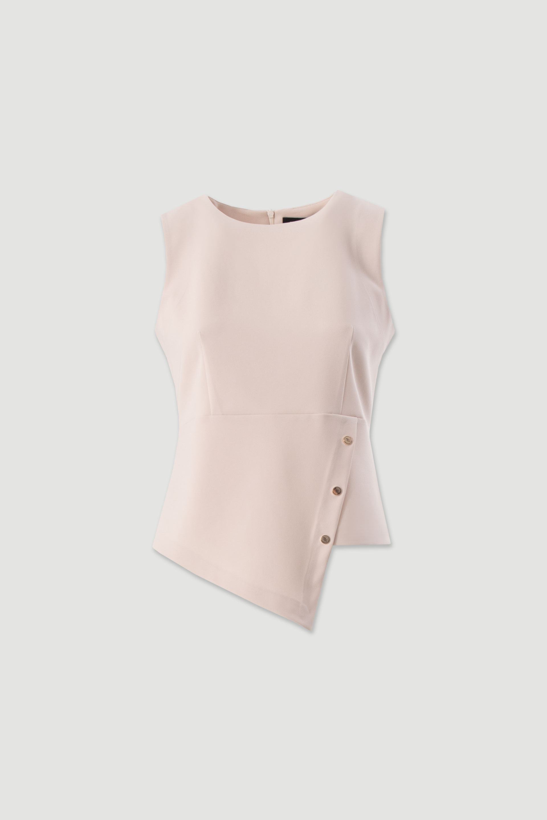 Asymmetric waistcoat with metal buttons