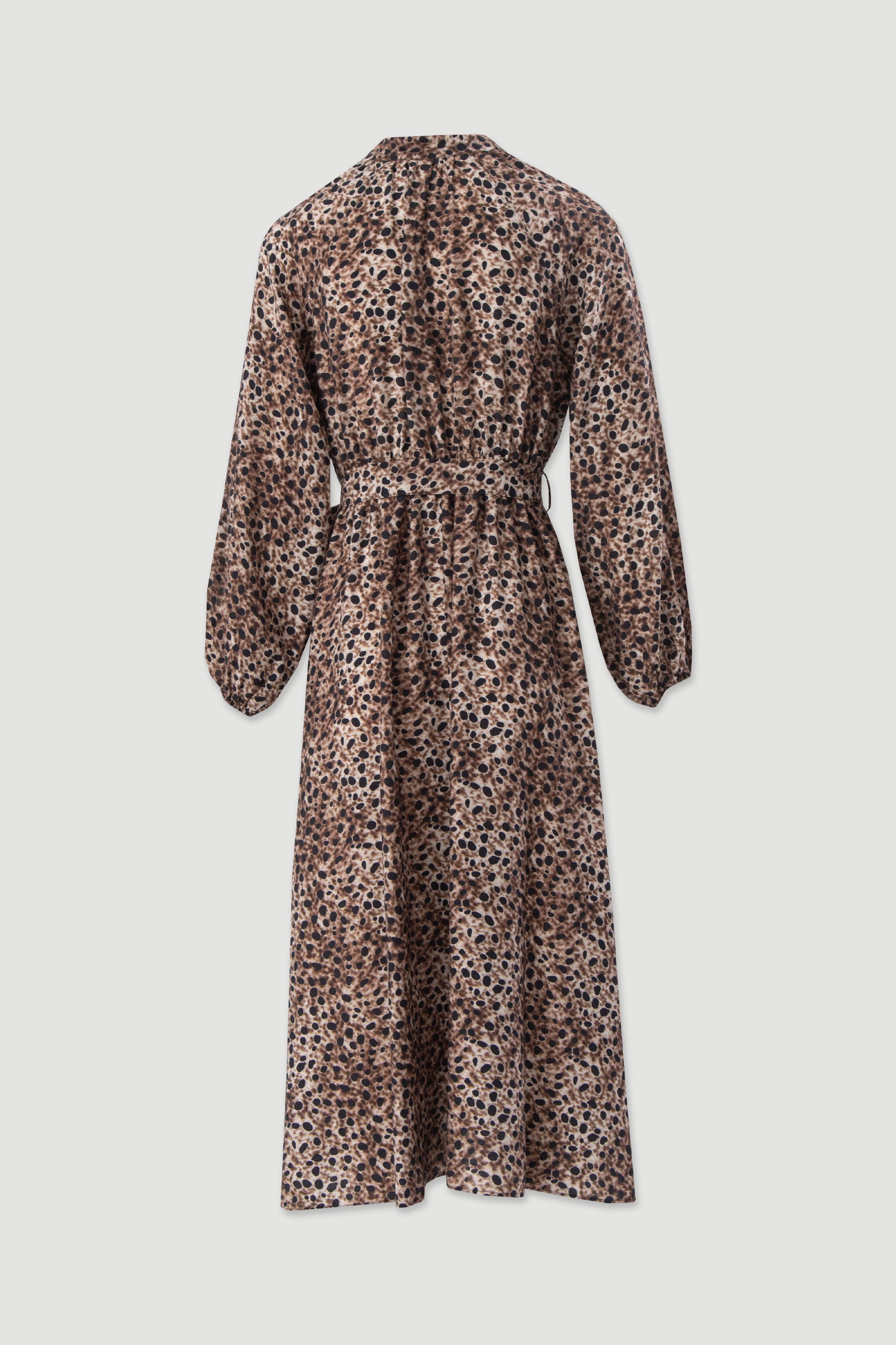 Printed midi dress with belt