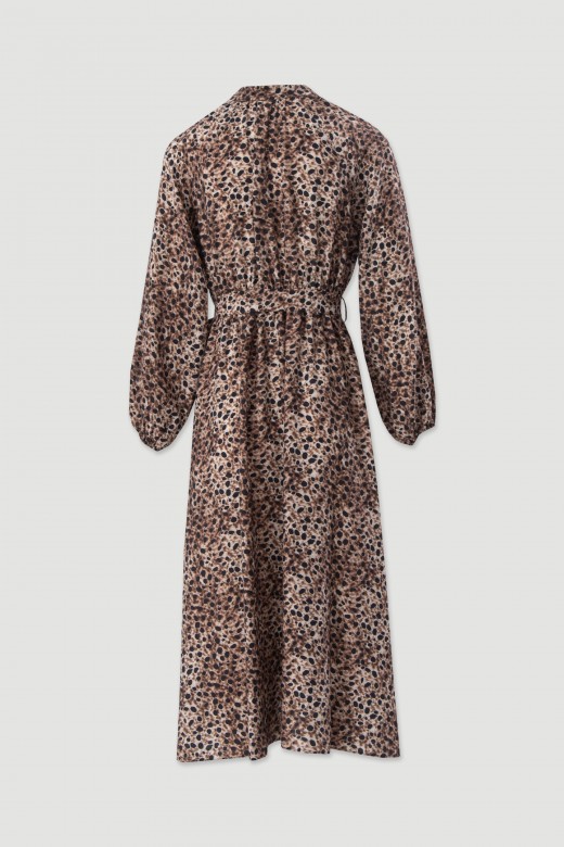 Printed midi dress with belt Printed midi dress with belt