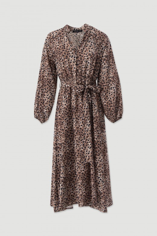 Printed midi dress with belt Printed midi dress with belt