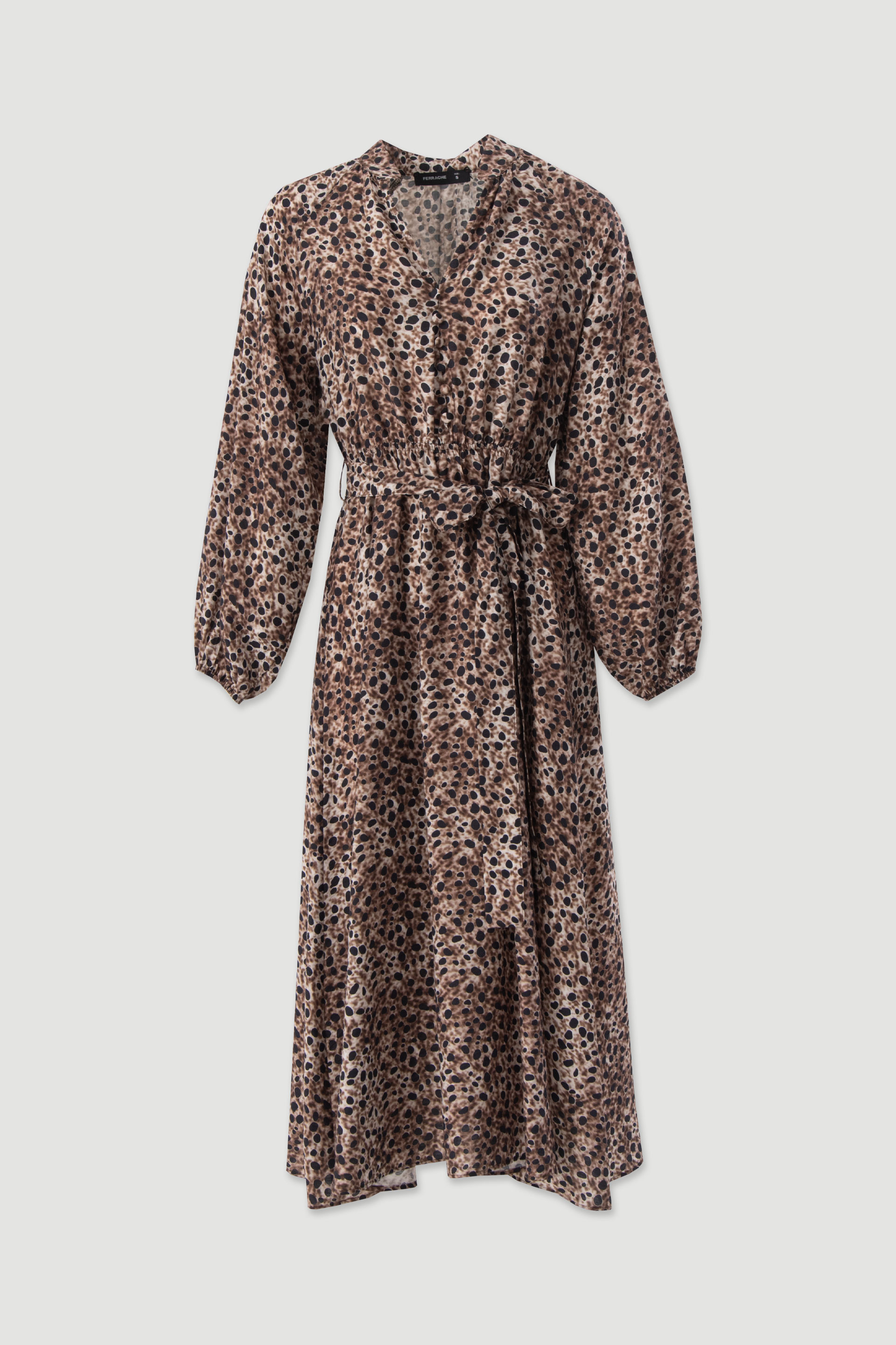 Printed midi dress with belt