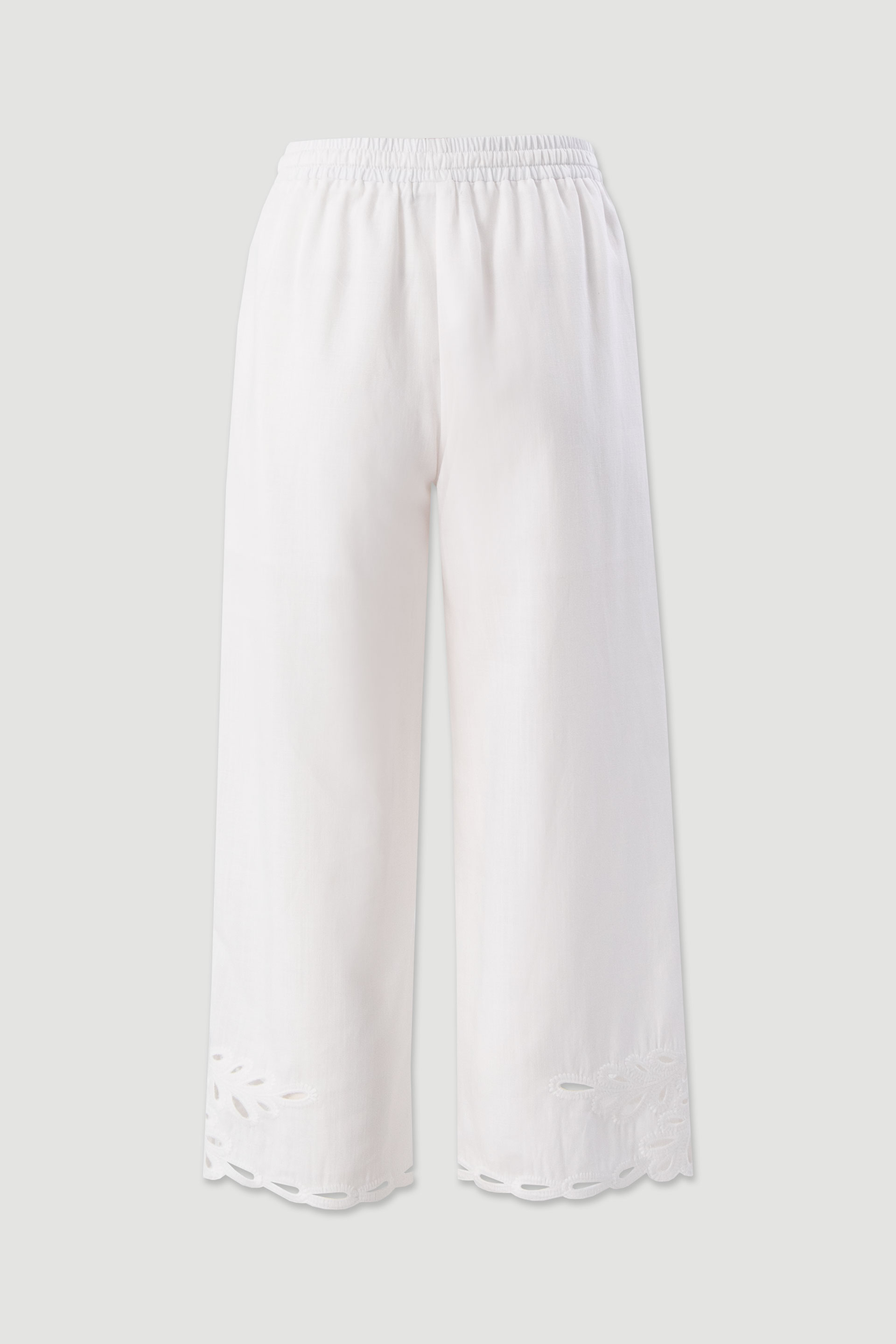 Linen-blend culotte trousers with cut-out details
