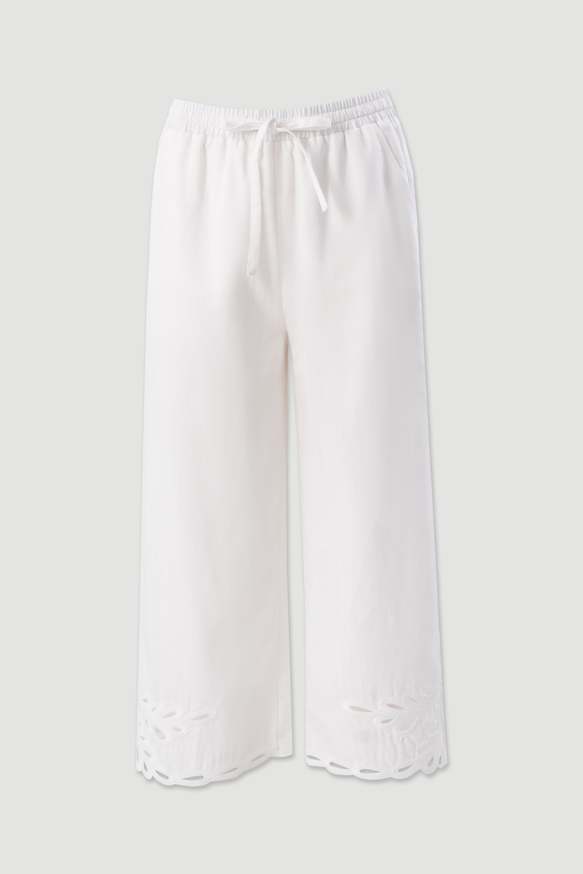Linen-blend culotte trousers with cut-out details
