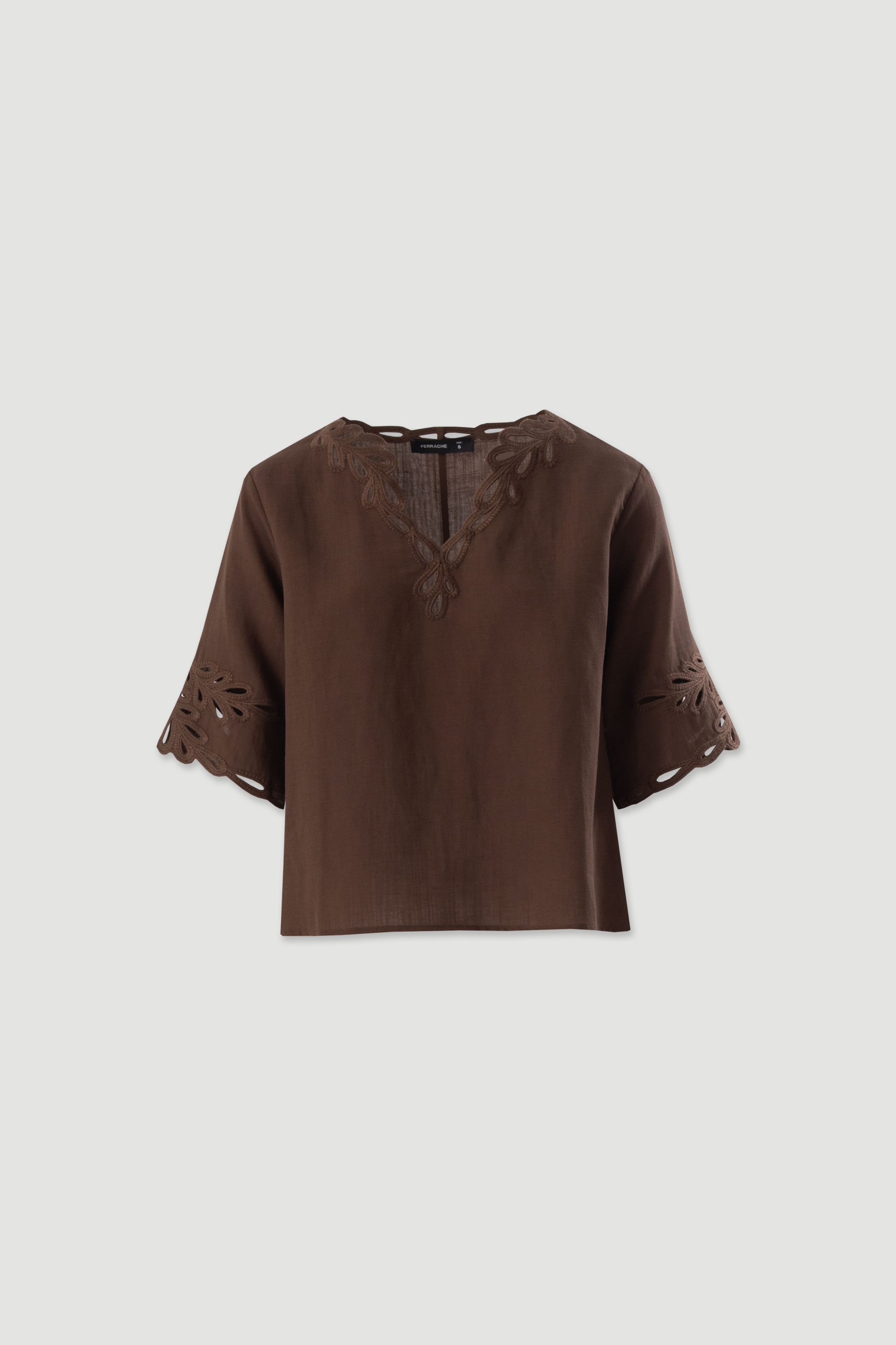 Linen-blend tunic with cut-out details