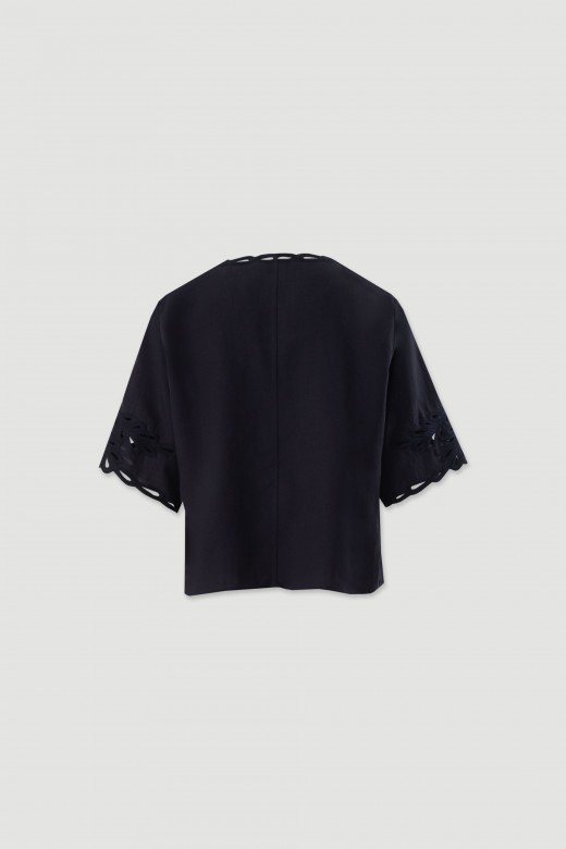 Linen-blend tunic with cut-out details Linen-blend tunic with cut-out details