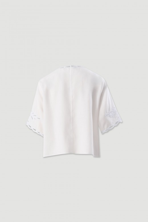 Linen-blend tunic with cut-out details Linen-blend tunic with cut-out details