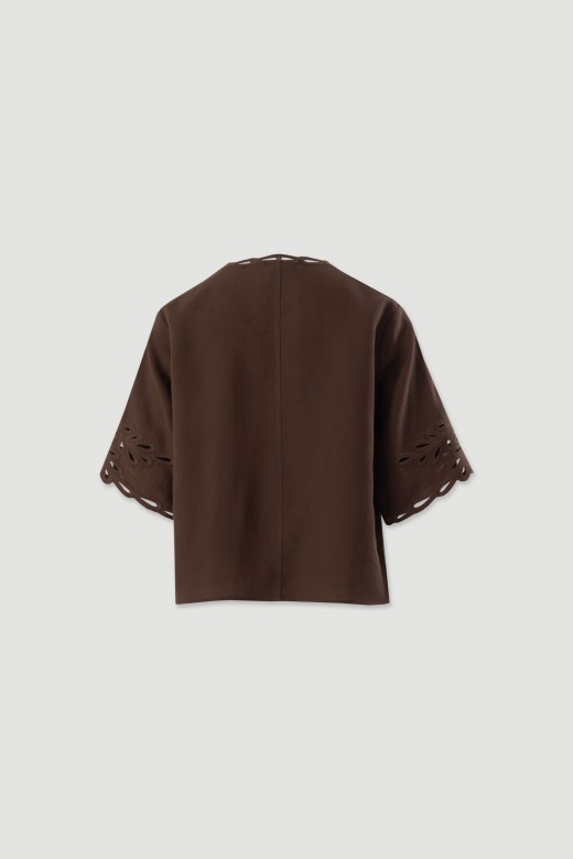Linen-blend tunic with cut-out details Linen-blend tunic with cut-out details
