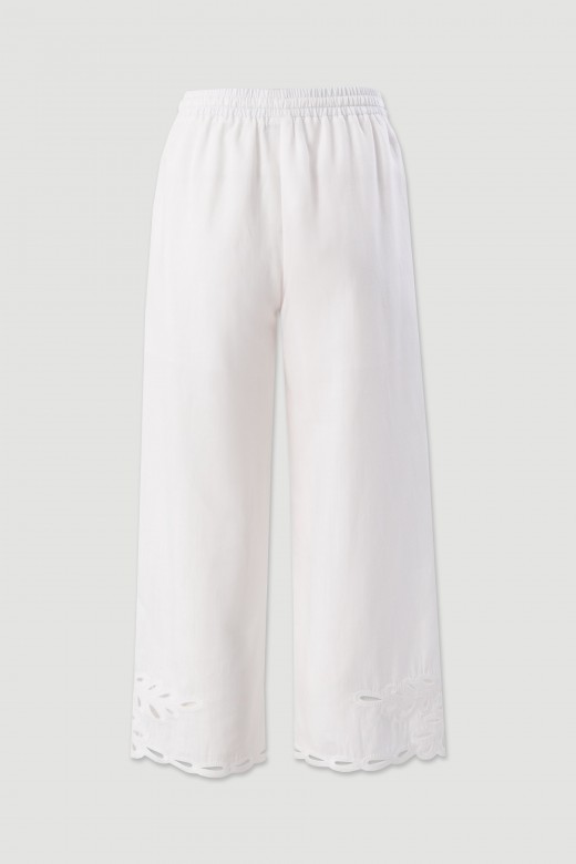 Linen-blend culotte trousers with cut-out details Linen-blend culotte trousers with cut-out details