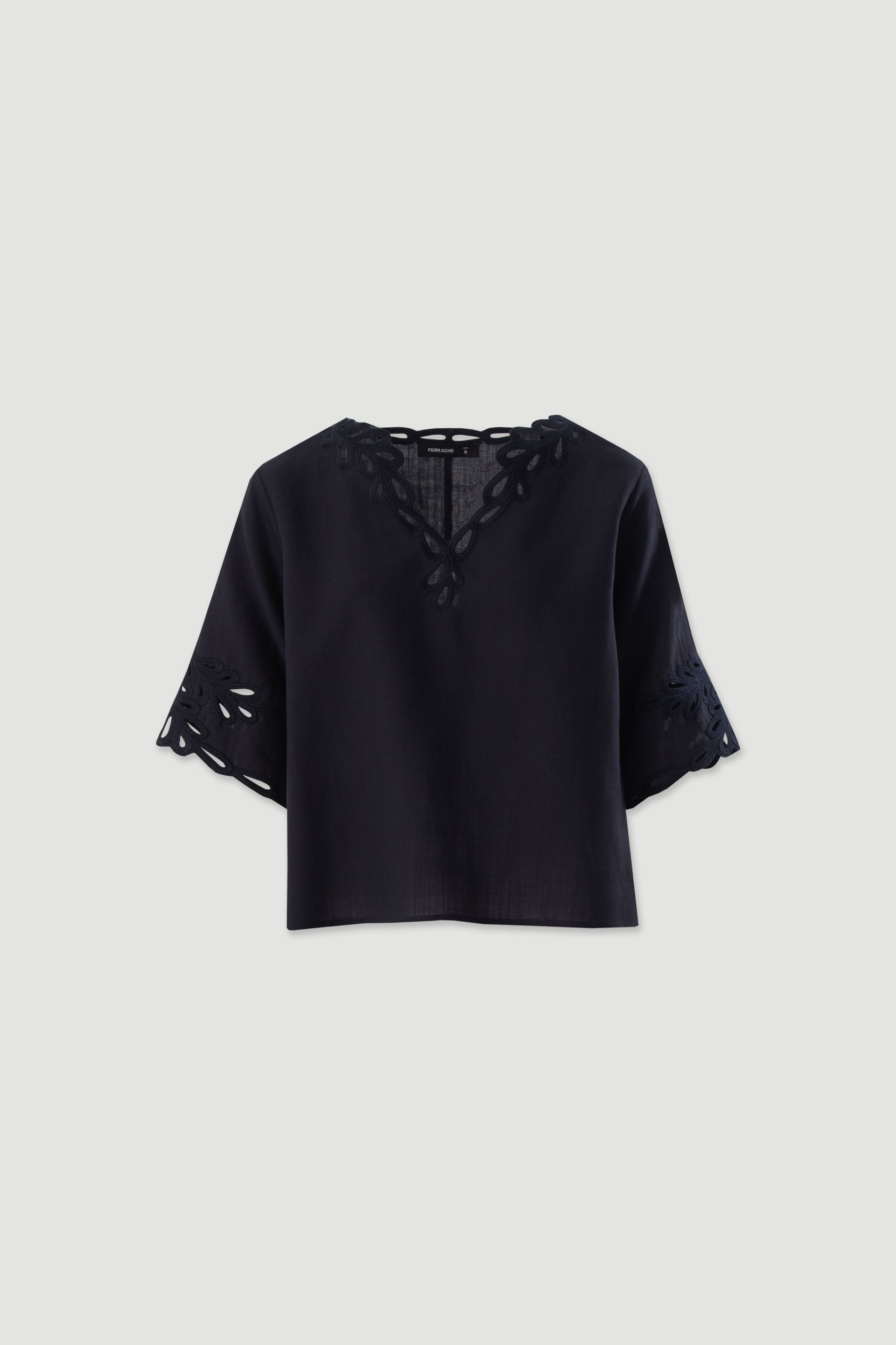 Linen-blend tunic with cut-out details