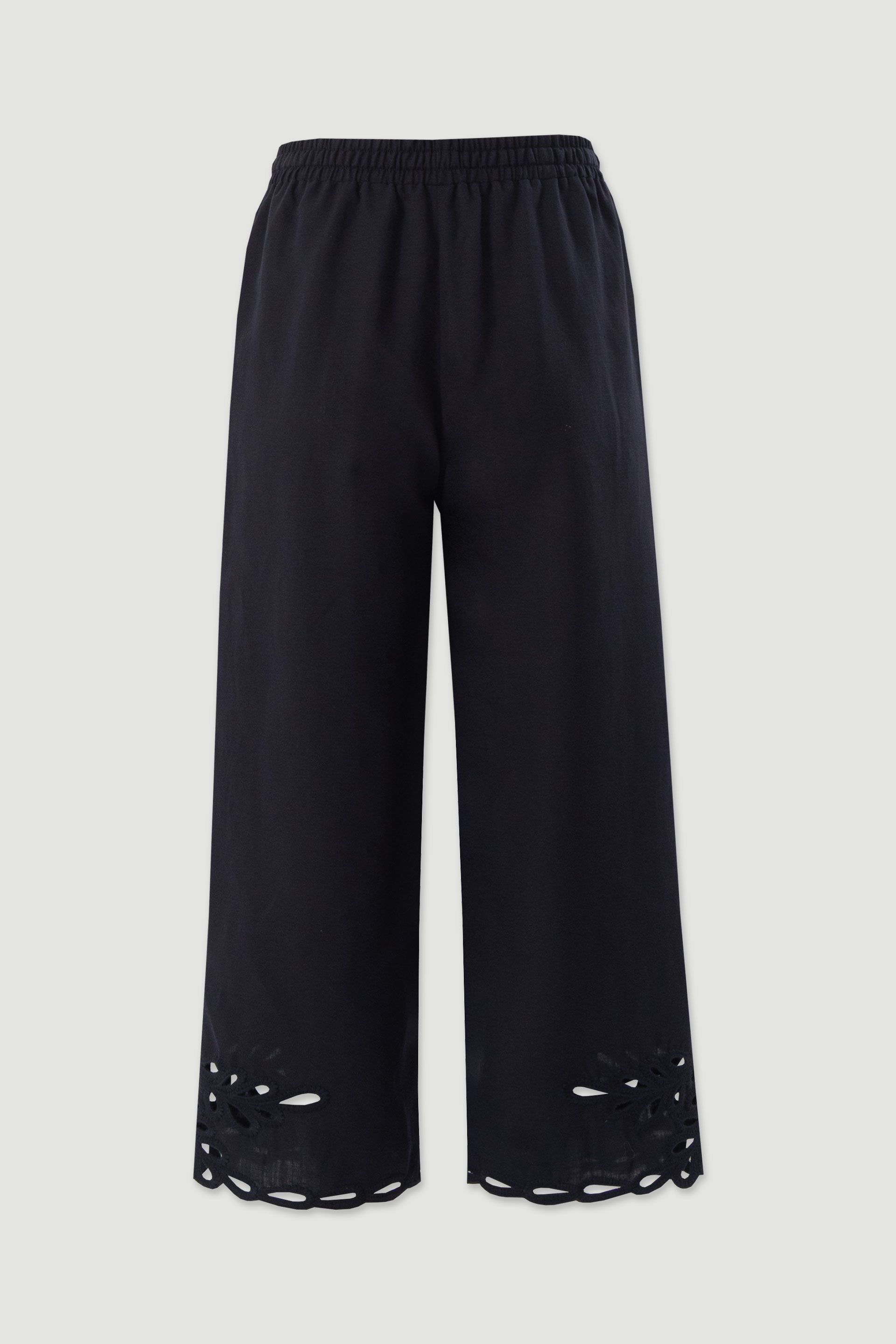 Linen-blend culotte trousers with cut-out details
