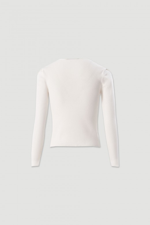 Camisola de malha canelada com renda Camisola de malha canelada com renda
