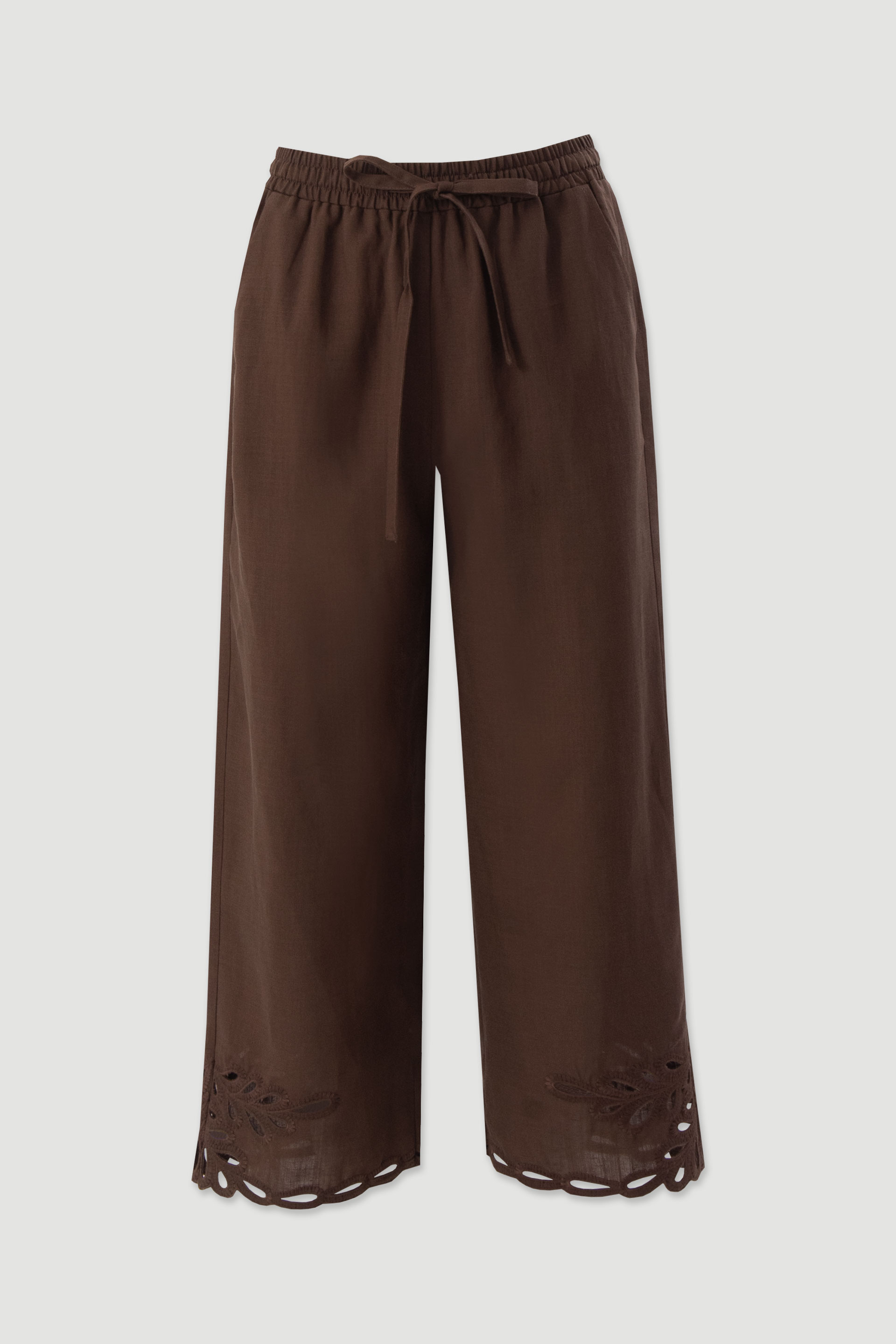 Linen-blend culotte trousers with cut-out details