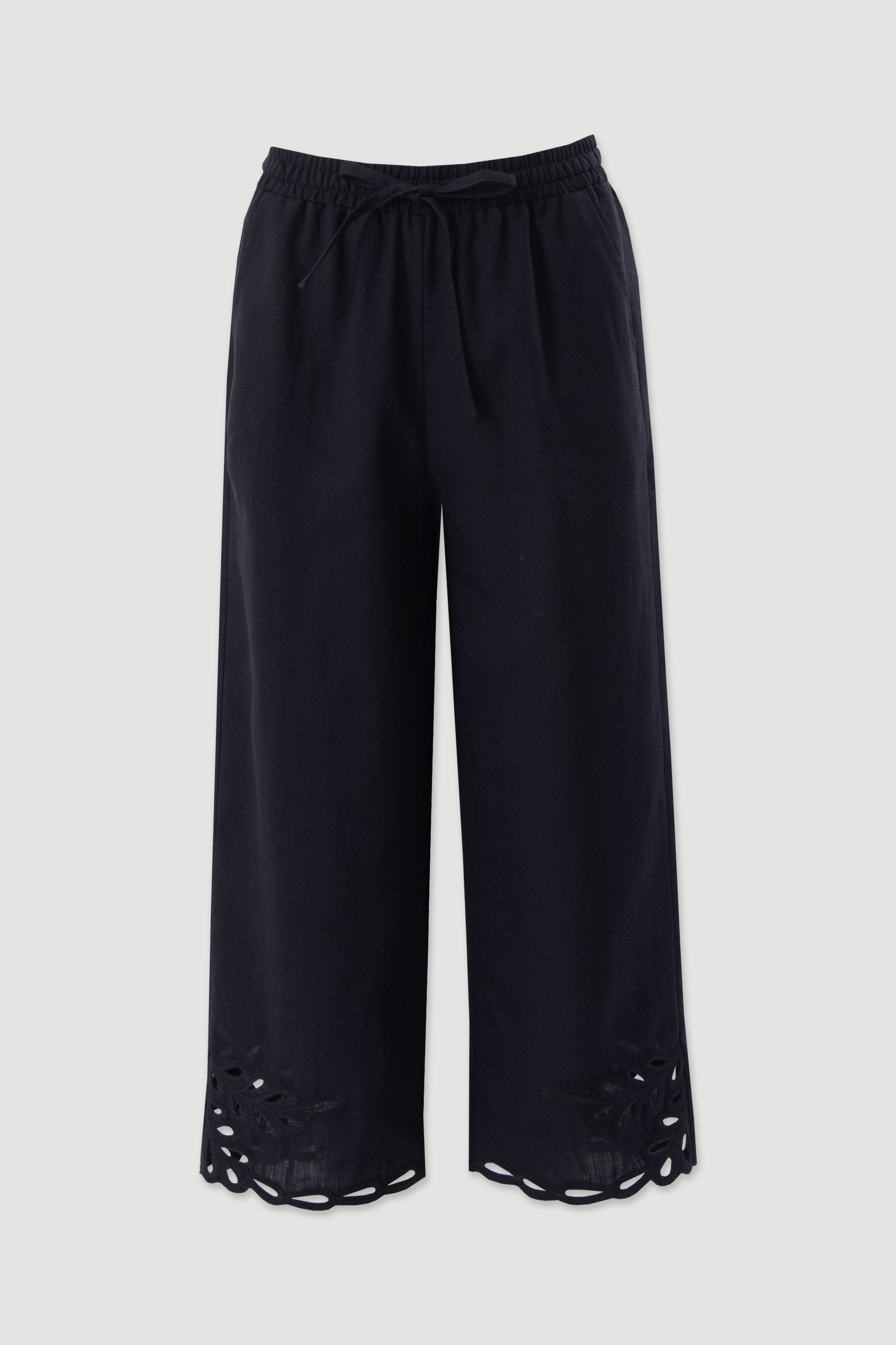 Linen-blend culotte trousers with cut-out details