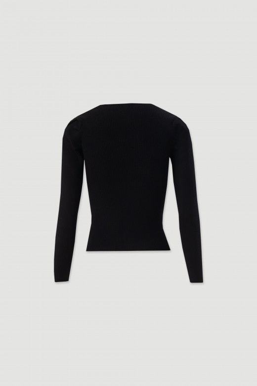 Camisola de malha canelada com renda Camisola de malha canelada com renda