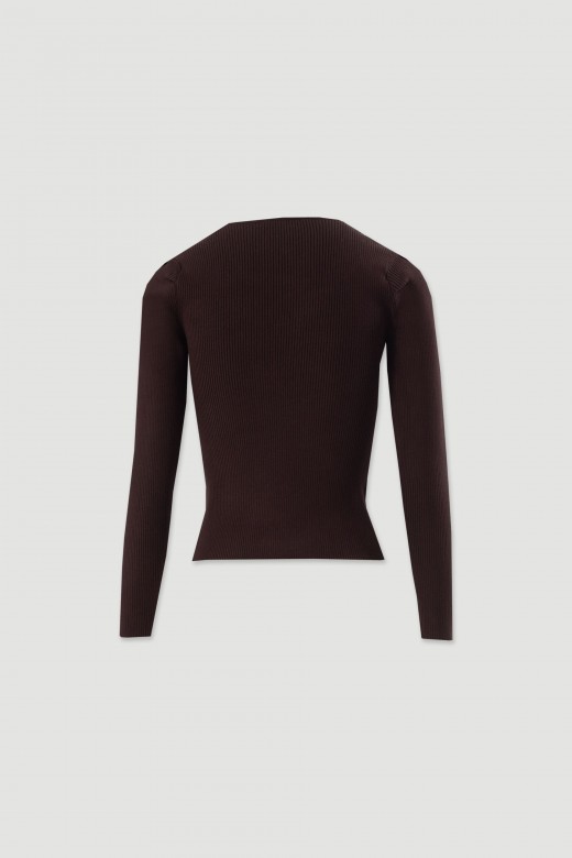 Ribbed knit sweater with lace trim Ribbed knit sweater with lace trim