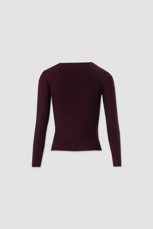 Ribbed knit sweater with lace trim Ribbed knit sweater with lace trim