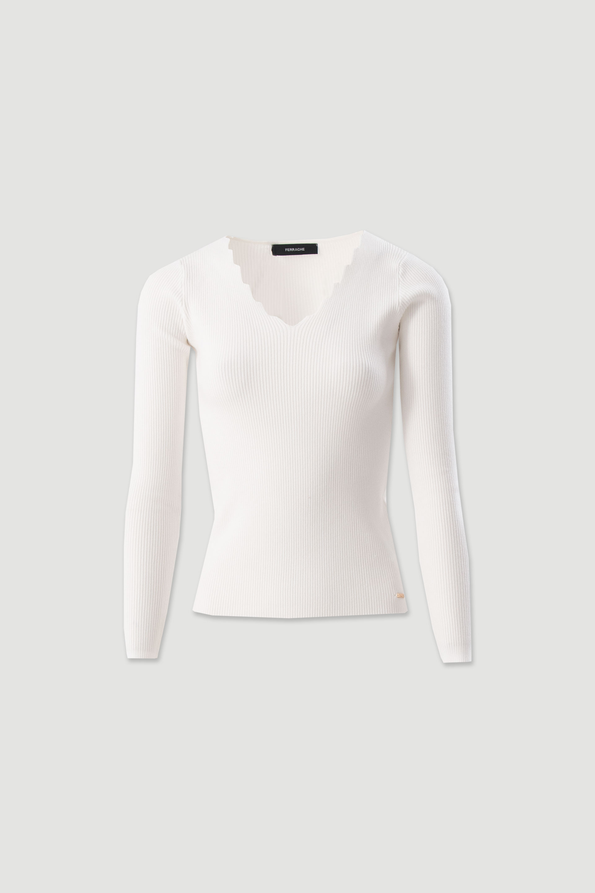 Ribbed knit sweater with v-neck