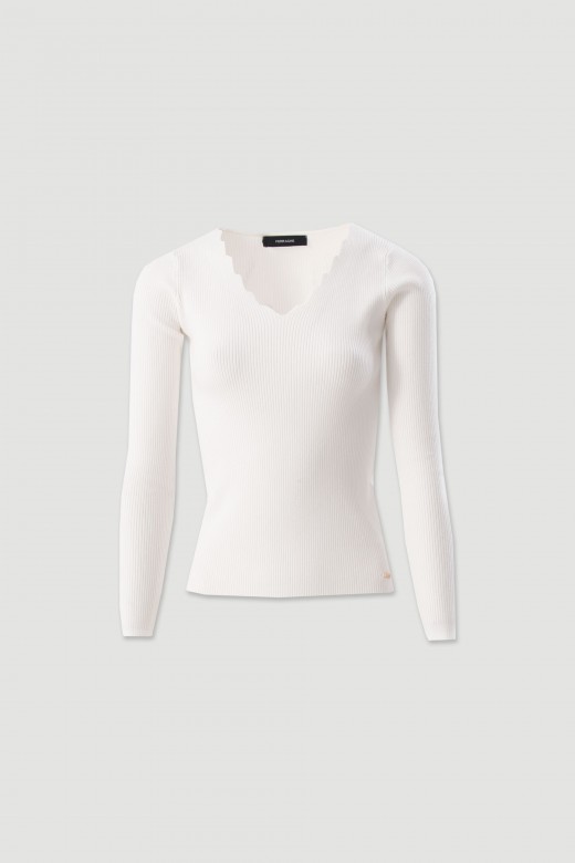 Ribbed knit sweater with v-neck Ribbed knit sweater with v-neck
