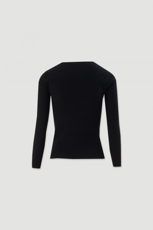 Ribbed knit sweater with v-neck Ribbed knit sweater with v-neck