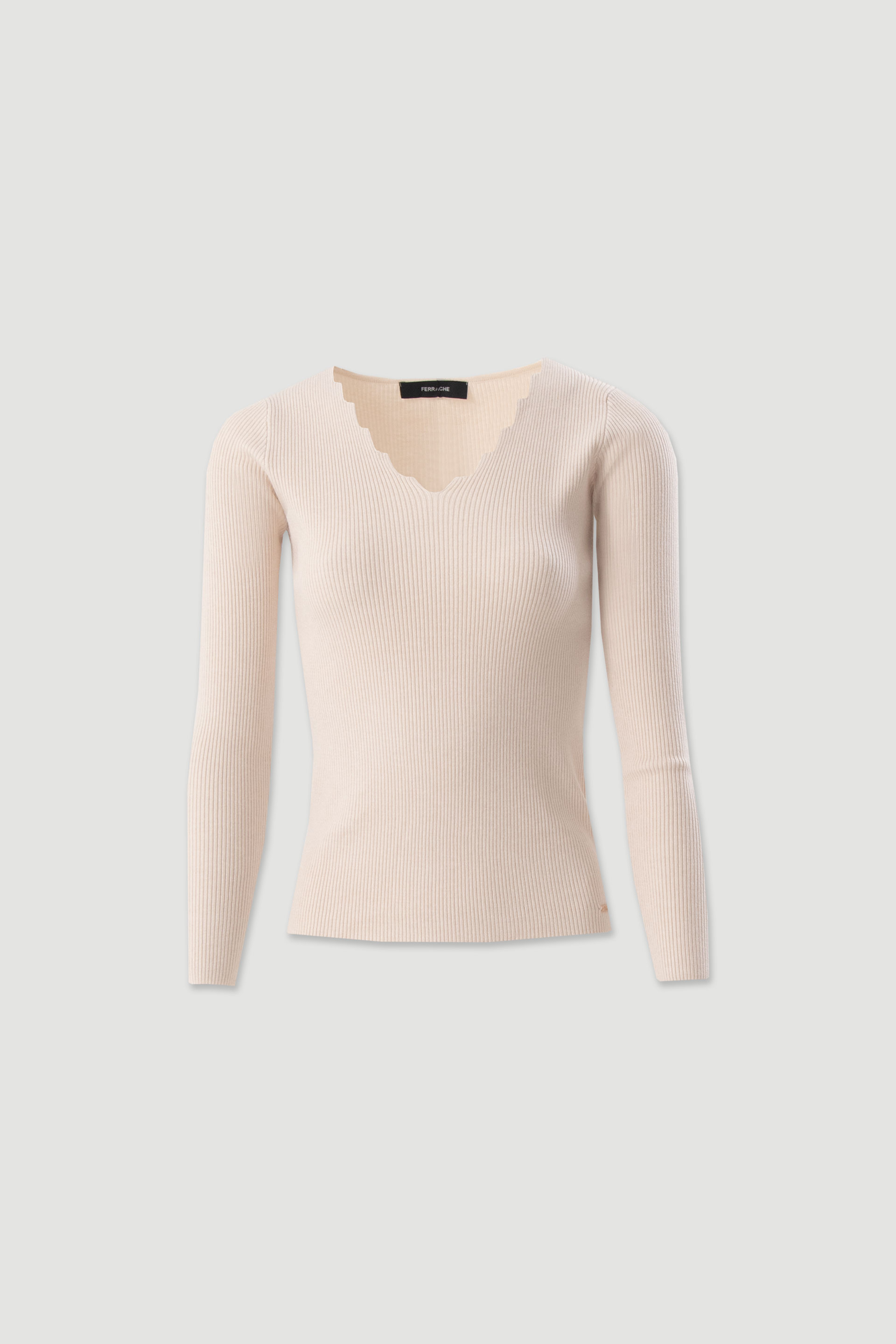 Ribbed knit sweater with v-neck