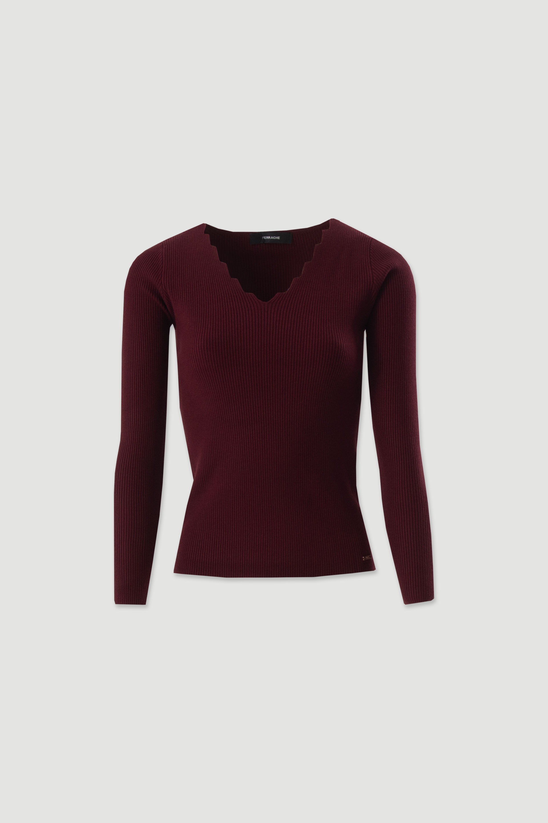 Ribbed knit sweater with v-neck