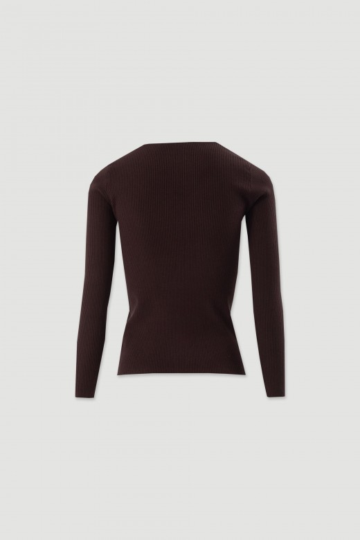 Ribbed knit sweater with v-neck Ribbed knit sweater with v-neck