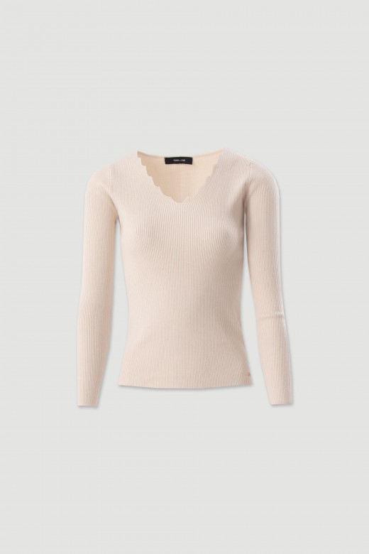 Ribbed knit sweater with v-neck Ribbed knit sweater with v-neck