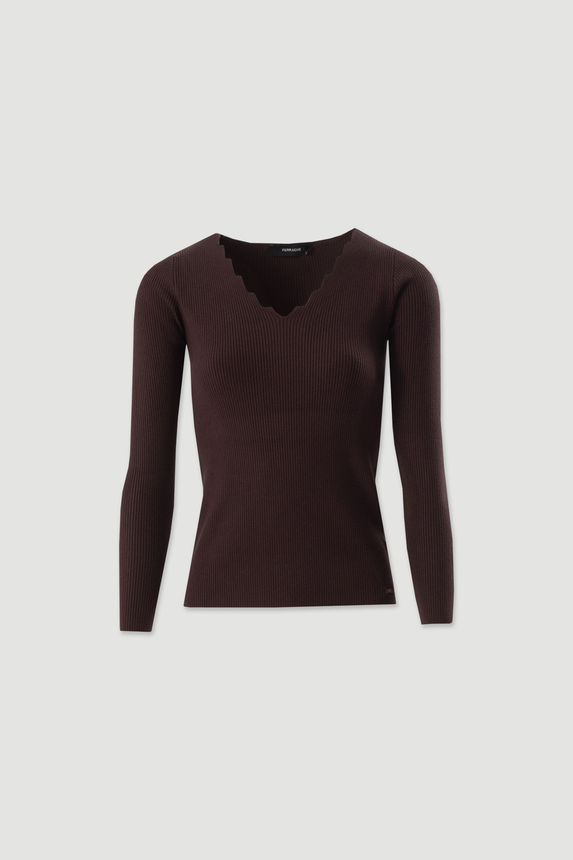 Ribbed knit sweater with v-neck