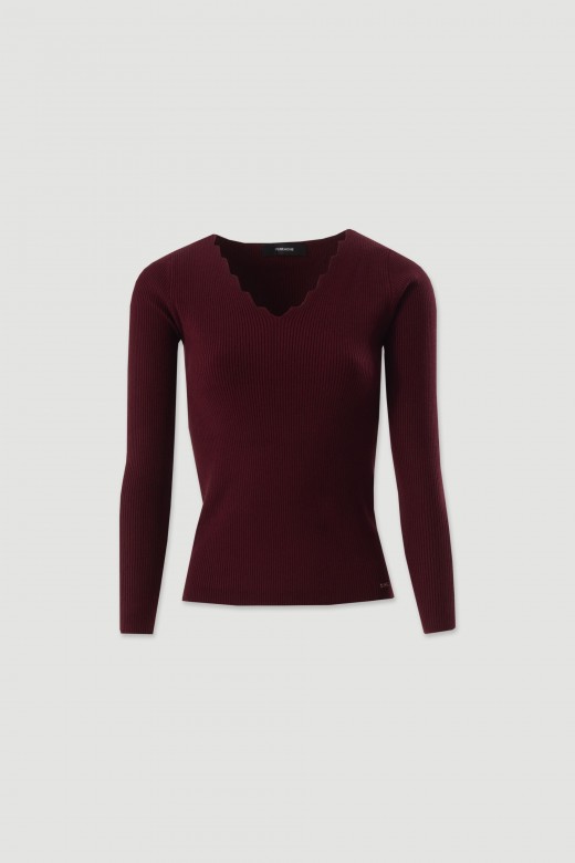 Ribbed knit sweater with v-neck Ribbed knit sweater with v-neck