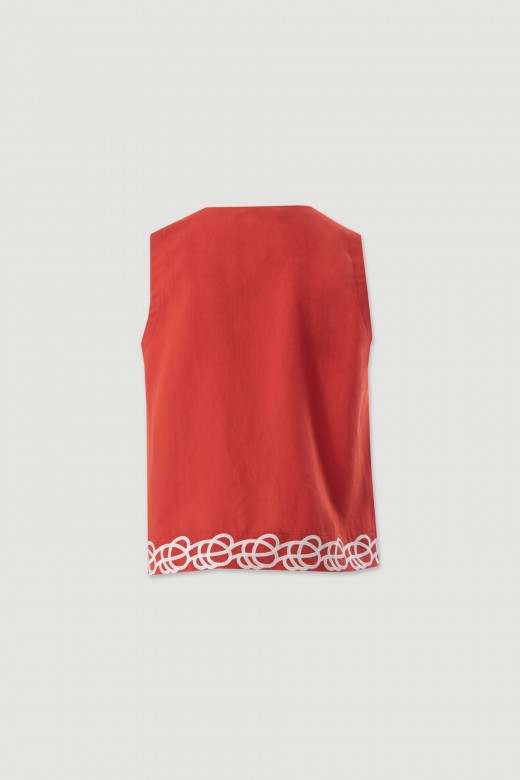 Linen-blend tunic with embroidered detail Linen-blend tunic with embroidered detail