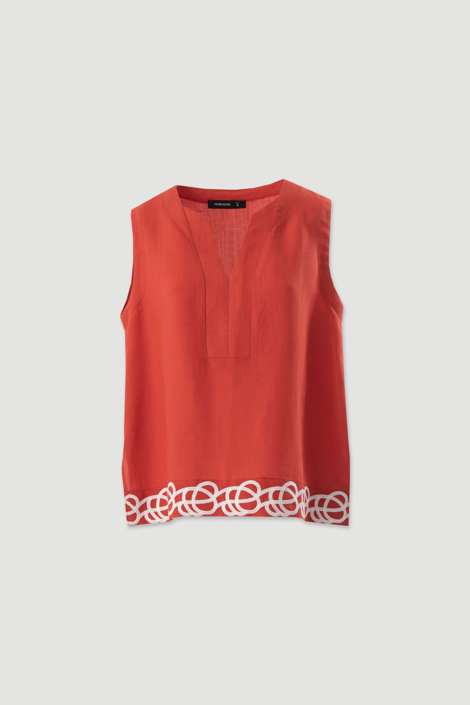 Linen-blend tunic with embroidered detail